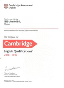 Certificazione Armellini come sede di esami cambridge